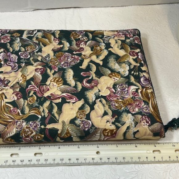 VTG Angel Cherubs Padded Floral Fabric Double Picture Frame Holds 7 Photos - Picture 9 of 11